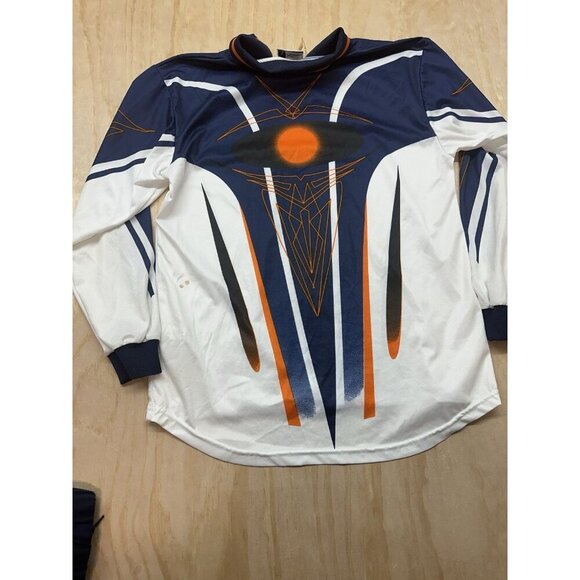 PUMA Vintage Blue & Orange Geometric Soccer Jersey Long Sleeve Shirt Size Large - Picture 5 of 10